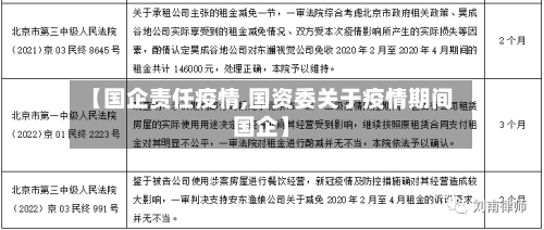 【国企责任疫情,国资委关于疫情期间国企】