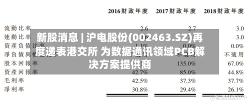 新股消息 | 沪电股份(002463.SZ)再度递表港交所 为数据通讯领域PCB解决方案提供商