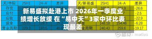 新易盛拟赴港上市 2026年一季度业绩增长放缓 在“易中天”3家中环比表现最差