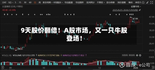 9天股价翻倍！A股市场，又一只牛股登场！