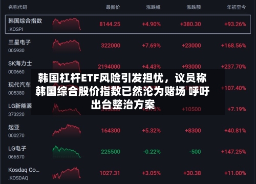 韩国杠杆ETF风险引发担忧,议员称韩国综合股价指数已然沦为赌场 呼吁出台整治方案