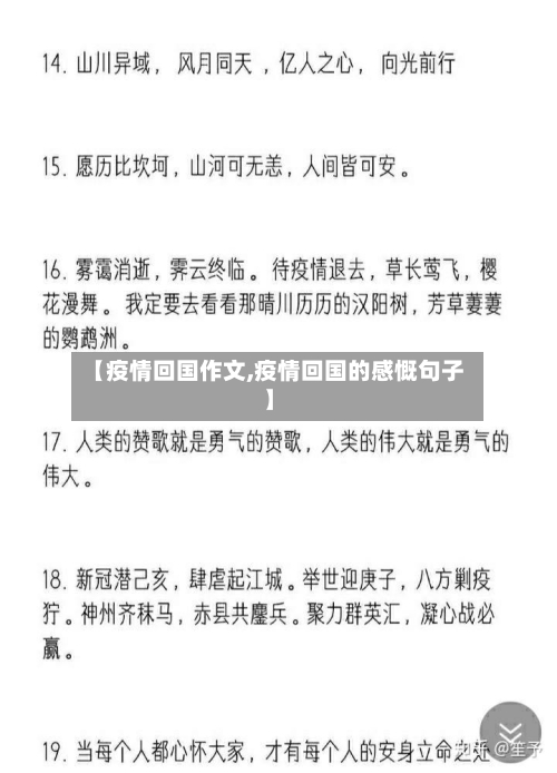 【疫情回国作文,疫情回国的感慨句子】